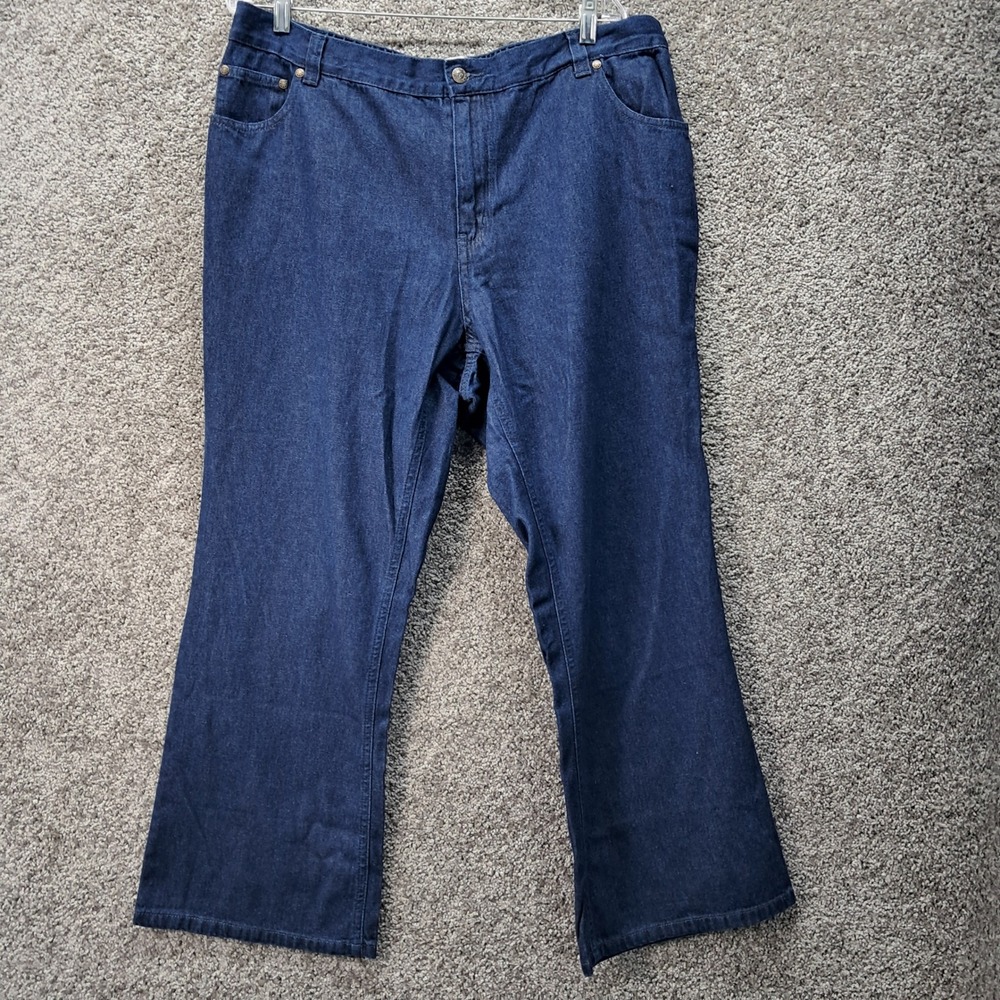 Mainstreet Blues Womens 20WP Dark Wash Wide Leg Elastic Waist Cotton Denim Jeans